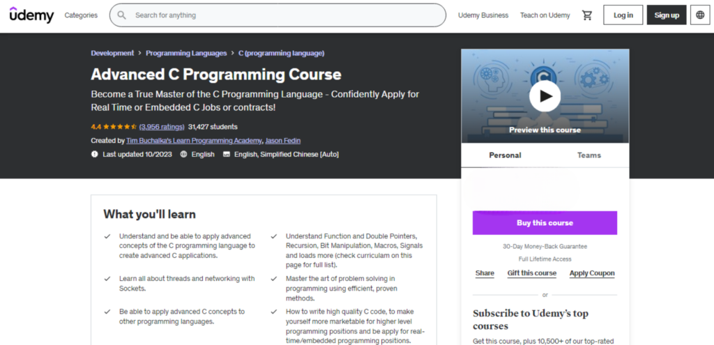7 best & free C programming courses online by Udemy in 2025 [July]