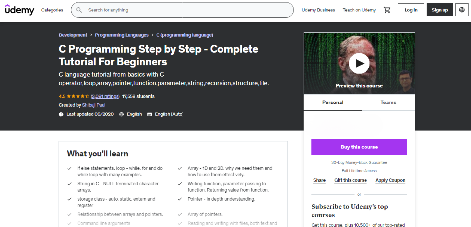 7 best & free C programming courses online by Udemy in 2025 [July]