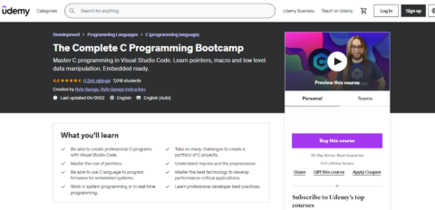 7 best & free C programming courses online by Udemy in 2025 [July]